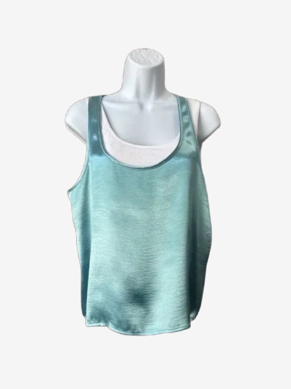 Donna Karen Satin Mint Green Tank Top